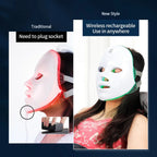 Rechargeable 7-Color LED Facial Mask – Skin Rejuvenation & Face Lifting Beauty Device for Home Use